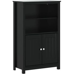 Vidaxl Bathroom Cabinet BERG Black 69.5X34x110 Cm Solid Wood Pine black