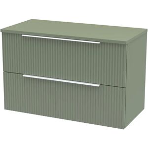 Hudson Reed Fluted 805mm Wall Hung Single Vanity Unit with Worktop green 132.59 H x 203.2 W x 99.06 D cm