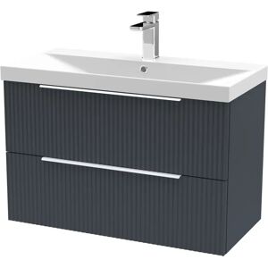 Hudson Reed Fluted 810mm Wall Hung Single Vanity black 55.0 H x 81.0 W x 39.5 D cm