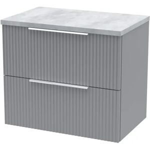 Hudson Reed Fluted 600Mm Wall Hung 2-Drawer Vanity & Laminate Worktop gray 52.2 H x 60.5 W x 39.0 D cm