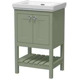 Hudson Reed Bexley 500mm Free Standing Single Bathroom Vanity with Fireclay Top brown/white 86.5 H x 50.0 W x 40.6 D cm