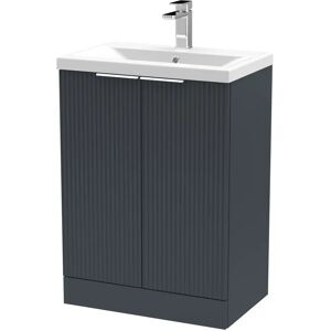 Hudson Reed Fluted 600mm Free-standing Single Vanity Unit brown/white 85.0 H x 61.0 W x 39.0 D cm