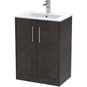 Hudson Reed Juno 600mm Free-standing Standard Single Vanity Unit brown/white 81.8 H x 60.0 W x 39.0 D cm