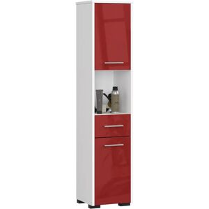 Ebern Designs Floreta 140Cm H Free-Standing Tall Bathroom Cabinet red/white 140.0 H x 30.0 W x 30.0 D cm