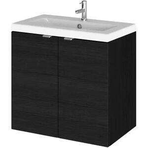 Hudson Reed Fusion Ceramic 600mm Wall Hung Single Vanity Unit brown/white 57.9 H x 60.5 W x 36.0 D cm