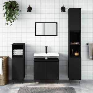 Vidaxl Bathroom Cabinet Smoked Oak 58X33x60 Cm Engineered Wood black