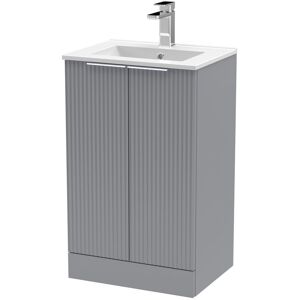 Hudson Reed Fluted 500mm Single Vanity Satin Grey 828mm H X 500mm W X 390mm D