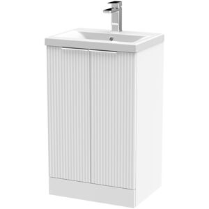 Hudson Reed Fluted 500mm Free-standing Single Vanity Unit Satin White 850mm H X 510mm W X 390mm D