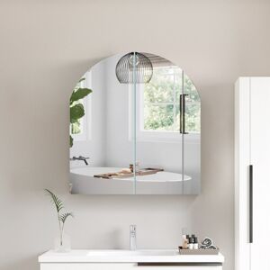 17 Stories Bathroom Cabinet, 60X55x12cm Mirror Cabinet, Arched Vintage Wall-Mounted Storage Unit White 60mm H X 55mm W X 140mm D