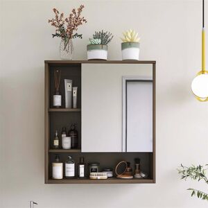 META Compact Bathroom Cabinet Wall Mounted Required Bathroom Cabinet Walnut 61cm H X 55cm W X 16cm D