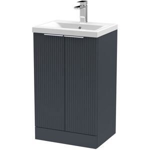 Hudson Reed Fluted 500mm Free-standing Single Vanity Unit Satin Anthracite 850mm H X 510mm W X 390mm D