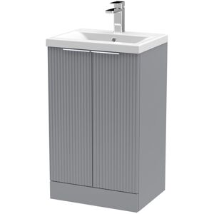 Hudson Reed Fluted 500mm Free-standing Single Vanity Unit Satin Grey 850mm H X 510mm W X 390mm D