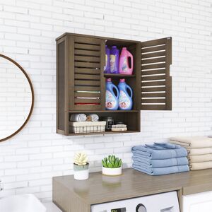 Latitude Run Mecca 59Cm W x 66.5Cm H x 21Cm D Wall Mounted Bathroom Cabinet Walnut 66.5cm H X 59cm W X 21cm D
