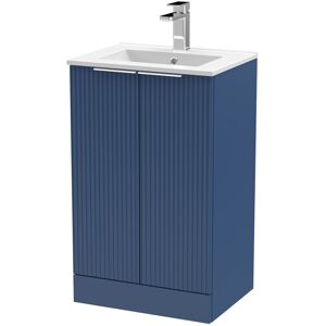 Hudson Reed Fluted 500mm Single Vanity Satin Blue 828mm H X 500mm W X 390mm D