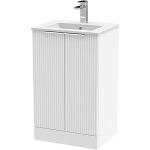Hudson Reed Fluted 500mm Single Vanity Satin White 828mm H X 500mm W X 390mm D