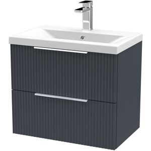 Hudson Reed Fluted 600mm Wall Hung Single Vanity Unit Satin Anthracite 540mm H X 610mm W X 390mm D Hudson Reed Fluted 600mm Wall Hung Single Vanity Unit Satin Anthracite 540mm H X 610mm W X 390mm D