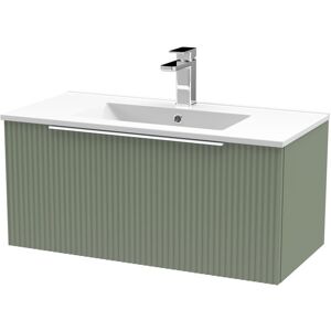 Hudson Reed Fluted 805mm Wall Hung Single Vanity Satin Green 377mm H X 800mm W X 390mm D Hudson Reed Fluted 805mm Wall Hung Single Vanity Satin Green 377mm H X 800mm W X 390mm D