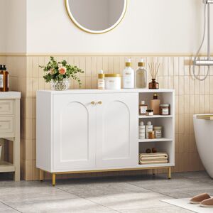 Fairmont Park Bathroom Storage Cabinet, Bathroom Floor Cabinet with 3 Open Adjustable Shelves and 2 Doors, Freestanding Bathroom Storage Unit for Living Room, Entry White 100cm H X 35cm W X 75cm D Fairmont Park Bathroom Storage Cabinet, Bathroom Floor Cabinet with 3 Open Adjustable Shelves and 2 Doors, Freestanding Bathroom Storage Unit for Living Room, Entry White 100cm H X 35cm W X 75cm D