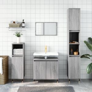 Latitude Run 3 Piece Bathroom Cabinet Set Grey Sonoma Engineered Wood Grey Sonoma 190cm H X 30cm W X 30cm D Latitude Run 3 Piece Bathroom Cabinet Set Grey Sonoma Engineered Wood Grey Sonoma 190cm H X 30cm W X 30cm D