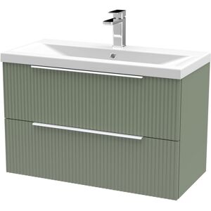 Hudson Reed Fluted 810mm Wall Hung Single Vanity Unit Satin Green 540mm H X 810mm W X 390mm D Hudson Reed Fluted 810mm Wall Hung Single Vanity Unit Satin Green 540mm H X 810mm W X 390mm D