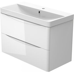 17 Stories 800*500mm wall-mounted bathroom vanity unit with ceramic sink and 2 soft-close drawers,white High Gloss White 500mm H X 800mm W X 395mm D 17 Stories 800*500mm wall-mounted bathroom vanity unit with ceramic sink and 2 soft-close drawers,white High Gloss White 500mm H X 800mm W X 395mm D