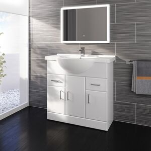 iBathUK 850mm White Gloss Basin Vanity Cabinet Bathroom Storage Furniture Sink Unit White 40cm H X 55cm W X 44.6cm D iBathUK 850mm White Gloss Basin Vanity Cabinet Bathroom Storage Furniture Sink Unit White 40cm H X 55cm W X 44.6cm D