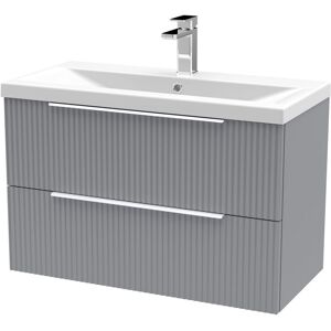 Hudson Reed Fluted 810mm Wall Hung Single Vanity Unit Satin Grey 540mm H X 810mm W X 390mm D Hudson Reed Fluted 810mm Wall Hung Single Vanity Unit Satin Grey 540mm H X 810mm W X 390mm D