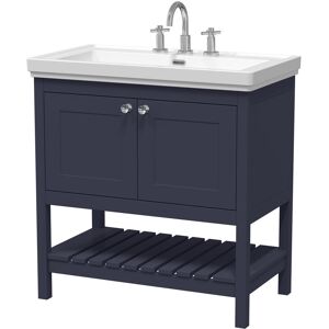 Hudson Reed Bexley 800mm Free Standing Single Bathroom Vanity with Fireclay Top Indigo Blue 865mm H X 830mm W X 470mm D Hudson Reed Bexley 800mm Free Standing Single Bathroom Vanity with Fireclay Top Indigo Blue 865mm H X 830mm W X 470mm D