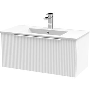 Hudson Reed Fluted 805mm Wall Hung Single Vanity Satin White 377mm H X 800mm W X 390mm D Hudson Reed Fluted 805mm Wall Hung Single Vanity Satin White 377mm H X 800mm W X 390mm D