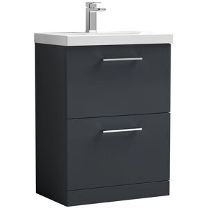 Nuie Arno 600mm Free-standing Single Vanity Unit Satin Anthracite 840mm H X 610mm W X 390mm D Nuie Arno 600mm Free-standing Single Vanity Unit Satin Anthracite 840mm H X 610mm W X 390mm D