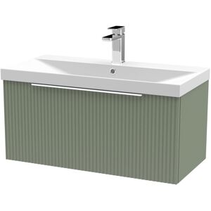 Hudson Reed Fluted 800mm Wall Hung Single Vanity Unit Satin Green 409mm H X 800mm W X 395mm D Hudson Reed Fluted 800mm Wall Hung Single Vanity Unit Satin Green 409mm H X 800mm W X 395mm D