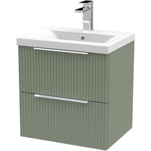 Hudson Reed Fluted 500mm Wall Hung Single Vanity Satin Green 540mm H X 510mm W X 390mm D Hudson Reed Fluted 500mm Wall Hung Single Vanity Satin Green 540mm H X 510mm W X 390mm D