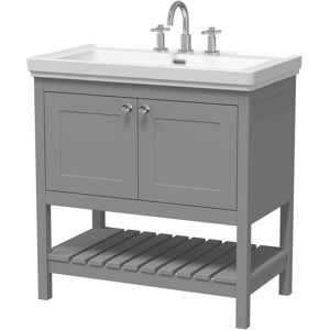 Hudson Reed Bexley 800mm Free Standing Single Bathroom Vanity with Fireclay Top Cool Grey 865mm H X 830mm W X 470mm D Hudson Reed Bexley 800mm Free Standing Single Bathroom Vanity with Fireclay Top Cool Grey 865mm H X 830mm W X 470mm D