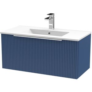 Hudson Reed Fluted 805mm Wall Hung Single Vanity Satin Blue 377mm H X 800mm W X 390mm D Hudson Reed Fluted 805mm Wall Hung Single Vanity Satin Blue 377mm H X 800mm W X 390mm D