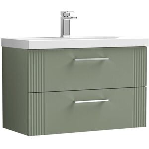 Nuie Deco 810mm Wall Hung Single Vanity Unit Satin Green 540mm H X 810mm W X 390mm D Nuie Deco 810mm Wall Hung Single Vanity Unit Satin Green 540mm H X 810mm W X 390mm D