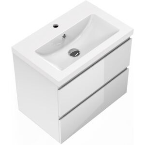 17 Stories 600*450mm Gloss White wall-mounted bathroom vanity unit with ceramic sink and 2 soft-close drawers High Gloss White 450mm H X 600mm W X 385mm D 17 Stories 600*450mm Gloss White wall-mounted bathroom vanity unit with ceramic sink and 2 soft-close drawers High Gloss White 450mm H X 600mm W X 385mm D