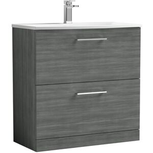 Nuie Arno 810mm Single Bathroom Vanity with Vanity Top Anthracite Woodgrain 830mm H X 810mm W X 440mm D Nuie Arno 810mm Single Bathroom Vanity with Vanity Top Anthracite Woodgrain 830mm H X 810mm W X 440mm D