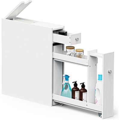 VonHaus Shrewsbury Freestanding Bathroom Cabinet White 58cm H X 14.2cm W X 50cm D VonHaus Shrewsbury Freestanding Bathroom Cabinet White 58cm H X 14.2cm W X 50cm D