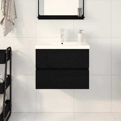 Latitude Run 60mm Single Bathroom Vanity with Basin Black Oak 60mm W Latitude Run 60mm Single Bathroom Vanity with Basin Black Oak 60mm W