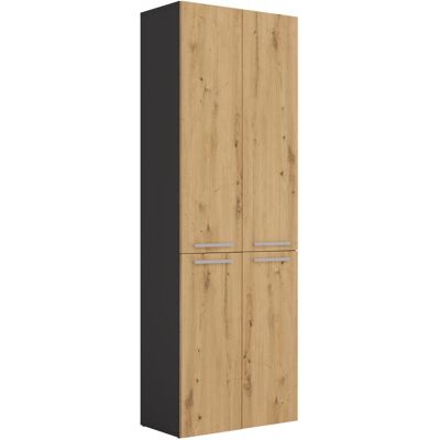 Latitude Run Cambree 60cm W x 174cm H x 30cm D Free-Standing Tall Bathroom Cabinet Black/Oak 174cm H X 60cm W X 30cm D Latitude Run Cambree 60cm W x 174cm H x 30cm D Free-Standing Tall Bathroom Cabinet Black/Oak 174cm H X 60cm W X 30cm D