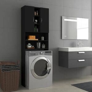 Ebern Designs Awaah 10.04Cm W x 190Cm H x 25.5Cm D Solid Wood Tall Bathroom Cabinet black 190.0 H x 25.5 D cm