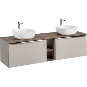 Ebern Designs Hesper 80Cm Wall Mounted Double Bathroom Vanity Base Only brown 45.6 H x 80.0 W x 46.0 D cm