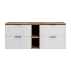 Ebern Designs Maryalice 140cm Double Bathroom Vanity Base Only in White/Oak Wotan brown/white 59.2 H x 140.0 W x 46.0 D cm