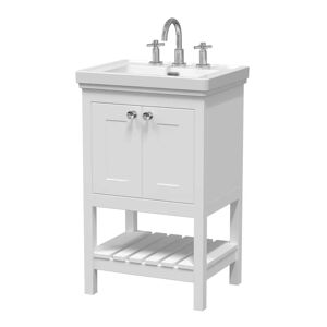 Hudson Reed Bexley 500mm Free Standing Single Bathroom Vanity with Fireclay Top brown/white 86.5 H x 50.0 W x 40.6 D cm