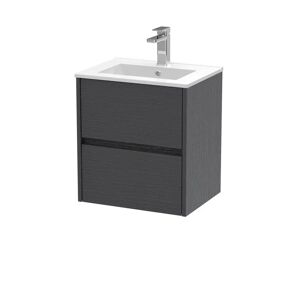 Hudson Reed 500mm Wall Mounted Single Bathroom Vanity with Vitreous China Vanity Top brown/white 39.0 H x 50.0 W x 55.7 D cm