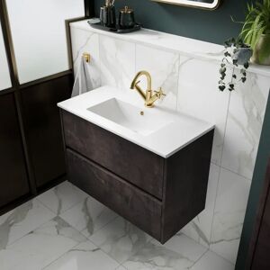 Hudson Reed Havana 600mm Single Bathroom Vanity with Vanity Top brown/white 39.0 H x 60.0 W x 55.7 D cm