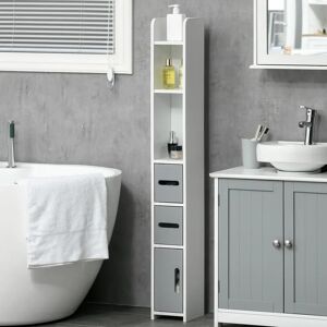 HOMCOM Freestanding Bathroom Storage Furniture brown/white 120.0 H x 15.0 W x 17.0 D cm