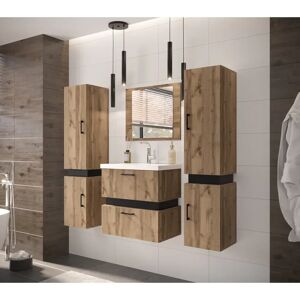 Ebern Designs Henli 120Cm W x 135Cm H x 34.6Cm D Bathroom Storage Furniture Set black/brown 135.0 H x 120.0 W x 34.6 D cm