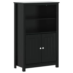 Vidaxl Bathroom Cabinet BERG Black 69.5X34x110 Cm Solid Wood Pine black