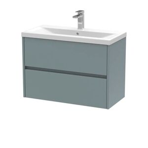 Hudson Reed 800mm Wall Mounted Single Bathroom Vanity with Vitreous China Vanity Top brown/white 39.0 H x 80.0 W x 57.9 D cm